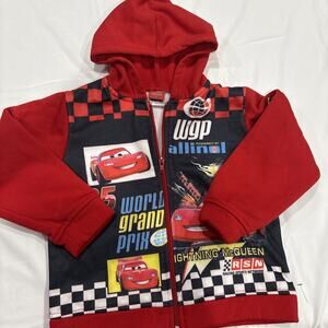 Disney Pixar Cars 2 Jacket 2011, Lightening McQueen Red Hoodie Fleece, 4 Toddler